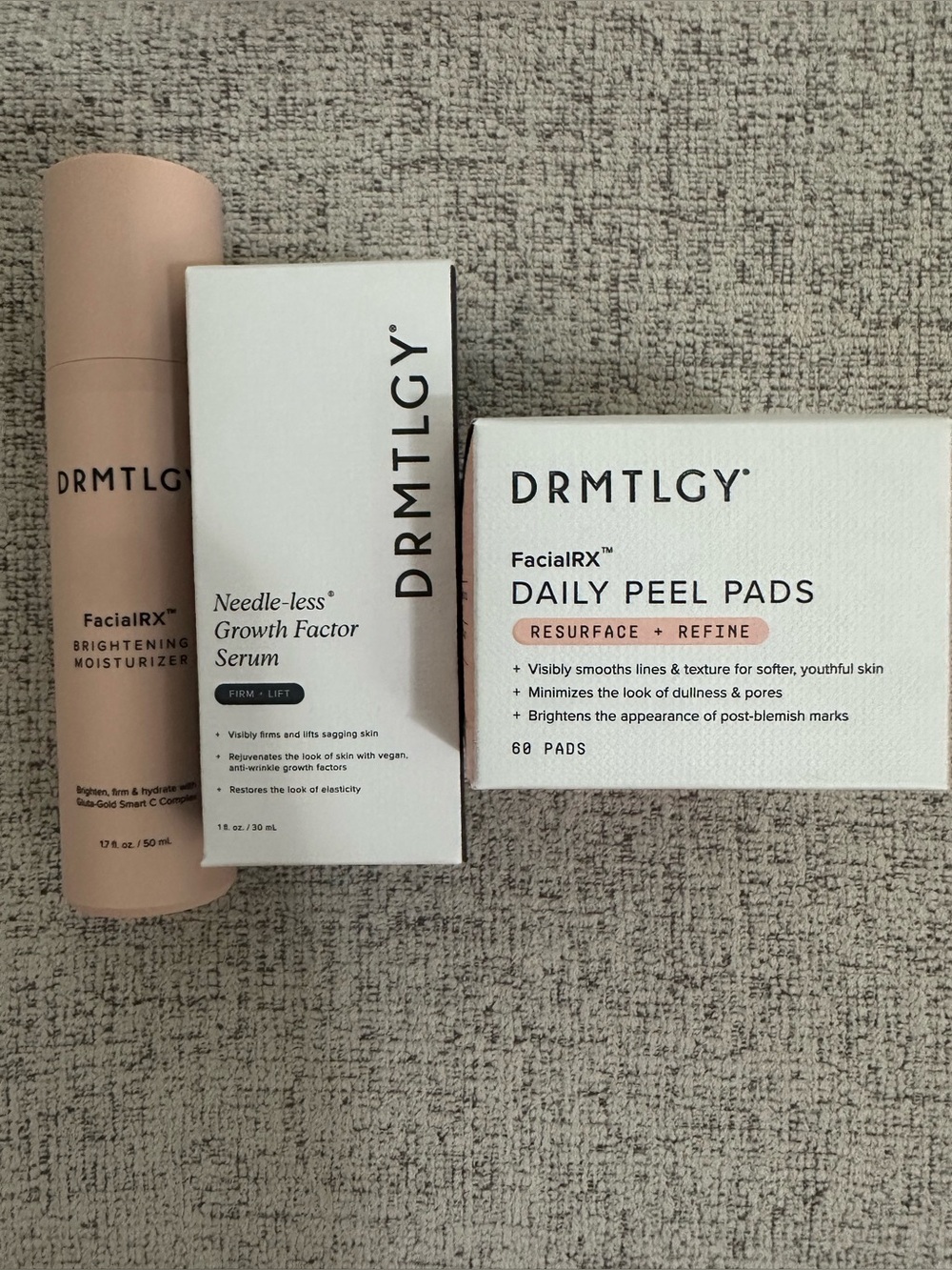 DRMTLGY FacialRX Brightening Skincare Set in Blush Pink set bundle